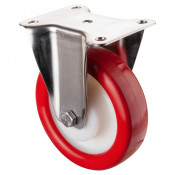 Roulette Inox Polyuréthane rouge 95 +/-3 Shore Ø150mm 300kg - Fixe
