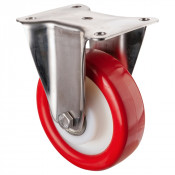 Roulette Inox Polyuréthane rouge 95 +/-3 Shore Ø150mm 300kg - Fixe