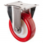 Roulette Inox Polyuréthane rouge 95 +/-3 Shore Ø150mm 300kg - Fixe