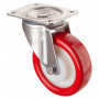 Roulette Inox Polyuréthane rouge 95 +/-3 Shore Ø150mm 300kg - Pivotante