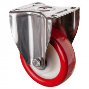 Roulette Inox Polyuréthane rouge 95 +/-3 Shore Ø150mm 500kg - Fixe