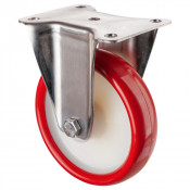 Roulette Inox Polyuréthane rouge 95 +/-3 Shore Ø160mm 300kg - Fixe