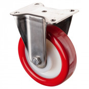 Roulette Inox Polyuréthane rouge 95 +/-3 Shore Ø160mm 300kg - Fixe