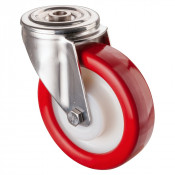 Roulette Inox Polyuréthane rouge 95 +/-3 Shore Ø160mm 300kg - Pivotante