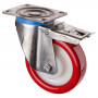 Roulette Inox Polyuréthane rouge 95 +/-3 Shore Ø160mm 600kg - Avec blocage total