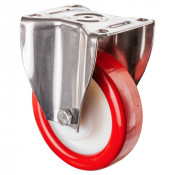 Roulette Inox Polyuréthane rouge 95 +/-3 Shore Ø160mm 600kg - Fixe