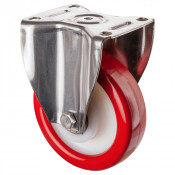 Roulette Inox Polyuréthane rouge 95 +/-3 Shore Ø160mm 600kg - Fixe
