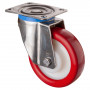 Roulette Inox Polyuréthane rouge 95 +/-3 Shore Ø160mm 600kg - Pivotante