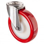 Roulette Inox Polyuréthane rouge 95 +/-3 Shore Ø200mm 400kg - Pivotante