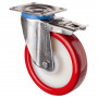 Roulette Inox Polyuréthane rouge 95 +/-3 Shore Ø200mm 700kg - Avec blocage total