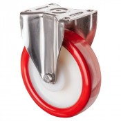 Roulette Inox Polyuréthane rouge 95 +/-3 Shore Ø200mm 700kg - Fixe