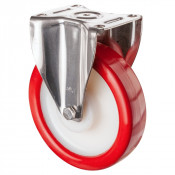 Roulette Inox Polyuréthane rouge 95 +/-3 Shore Ø200mm 700kg - Fixe