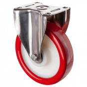 Roulette Inox Polyuréthane rouge 95 +/-3 Shore Ø200mm 700kg - Fixe