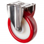 Roulette Inox Polyuréthane rouge 95 +/-3 Shore Ø200mm 700kg - Fixe