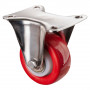 Roulette Inox Polyuréthane rouge 95 +/-3 Shore Ø80mm 150kg - Fixe