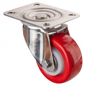 Roulette Inox Polyuréthane rouge 95 +/-3 Shore Ø80mm 150kg - Pivotante