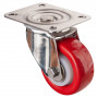 Roulette Inox Polyuréthane rouge 95 +/-3 Shore Ø80mm 150kg - Pivotante