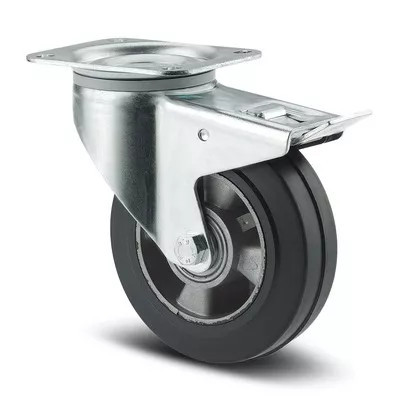 Roulettes à Frein Caoutchouc Vulcanisé – Diamètres 160 à 200 mm – Charge 350–400 kg