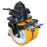 Roulette pour Conteneur Pivotante avec frein Polyuréthane - Ø250mm 5000kg - Fix. Twist Lock Roulette pour Conteneur Pivotante avec frein Polyuréthane - Ø250mm 5000kg - Fix. Twist Lock