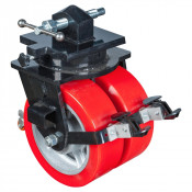 Roulette pour Conteneur Pivotante avec frein Polyuréthane - Ø300mm 8500kg - Fix. Twist Lock