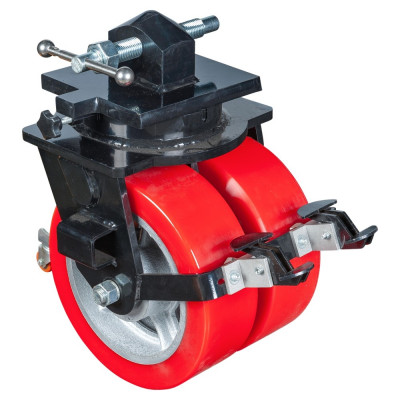 Roulette pour Conteneur Pivotante avec frein Polyuréthane - Ø300mm 8500kg - Fix. Twist Lock