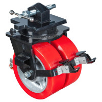 Roulette pour Conteneur Pivotante avec frein Polyuréthane - Ø300mm 8500kg - Fix. Twist Lock Roulette pour Conteneur Pivotante avec frein Polyuréthane - Ø300mm 8500kg - Fix. Twist Lock