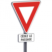 Panneau Cédez le Pssage avec Pannonceau Cédez le Passage - 3 tailles - C1 ou C2 -  AB3a+M9c