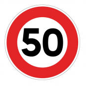 Panneau de Limitation de Vitesse à 50 km/h - B15-50 - 3 Tailles - C1 ou C2