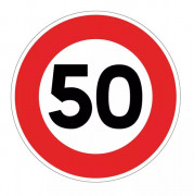 Panneau de Limitation de Vitesse à 50 km/h - B15-50 - 3 Tailles - C1 ou C2