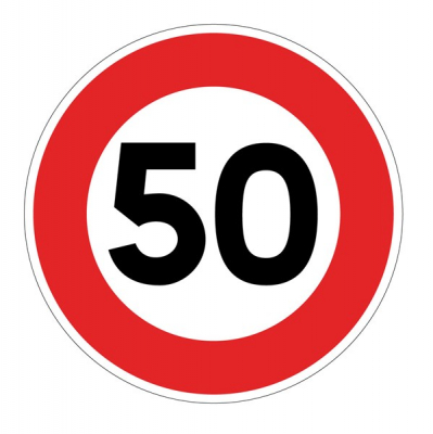 Panneau de Limitation de Vitesse à 50 km/h - B15-50 - 3 Tailles - C1 ou C2