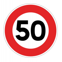 Panneau de Limitation de Vitesse à 50 km/h - B15-50 - 3 Tailles - C1 ou C2
