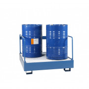 Palette de rétention 1 à 4 fûts debout avec barres de protection
