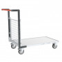 Chariot modulaire grillagé 1 dossier, plateau bois 1000 x 600 mm