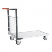 Chariot modulaire grillagé 1 dossier, plateau bois 850 x 500 mm