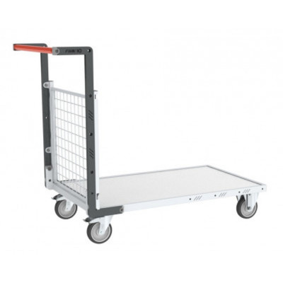 Chariot modulaire grillagé 1 dossier, plateau bois 850 x 500 mm