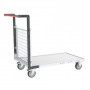 Chariot modulaire grillagé 1 dossier, plateau bois 850 x 500 mm