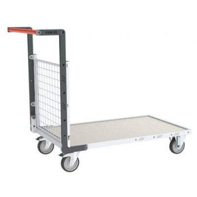 Chariot modulaire grillagé 1 dossier, plateau tôle galva 1000 x 600 mm