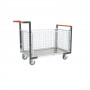Chariot modulaire grillagé 2 dossiers + 2 ridelles, plateau tôle galva 1000 x 600 mm