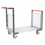 Chariot modulaire grillagé 2 dossiers, plateau bois 1000 x 600 mm