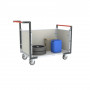 Chariot modulaire PP alvéolaire 2 dossiers + 1 ridelle, plateau bois 850 x 500 mm
