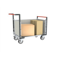 Chariot modulaire PP alvéolaire 2 dossiers + 1 ridelle, plateau bois avec tapis caoutchouc 1200 x 80 Chariot modulaire PP alvéolaire 2 dossiers + 1 ridelle, plateau bois avec tapis caoutchouc 1200 x 80