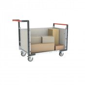 Chariot modulaire PP alvéolaire 2 dossiers + 1 ridelle, plateau tôle galva 1000 x 600 mm