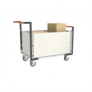Chariot modulaire PP alvéolaire 2 dossiers + 2 ridelles, plateau bois 850 x 500 mm