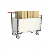 Chariot modulaire PP alvéolaire 2 dossiers + 2 ridelles, plateau bois médium 1000 x 600 mm