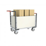 Chariot modulaire PP alvéolaire 2 dossiers + 2 ridelles, plateau bois médium 1200 x 800 mm