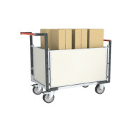 Chariot modulaire PP alvéolaire 2 dossiers + 2 ridelles, plateau bois médium 1200 x 800 mm Chariot modulaire PP alvéolaire 2 dossiers + 2 ridelles, plateau bois médium 1200 x 800 mm