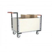 Chariot modulaire PP alvéolaire 2 dossiers + 2 ridelles, plateau tôle galva 1000 x 600 mm