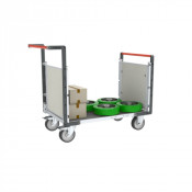 Chariot modulaire PP alvéolaire 2 dossiers, plateau bois avec tapis caoutchouc 1200 x 800 mm