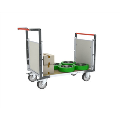 Chariot modulaire PP alvéolaire 2 dossiers, plateau bois médium 1000 x 600 mm