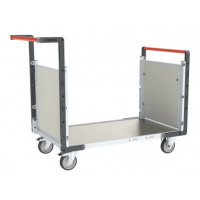 Chariot modulaire PP alvéolaire 2 dossiers, plateau tôle galva 1000 x 600 mm Chariot modulaire PP alvéolaire 2 dossiers, plateau tôle galva 1000 x 600 mm